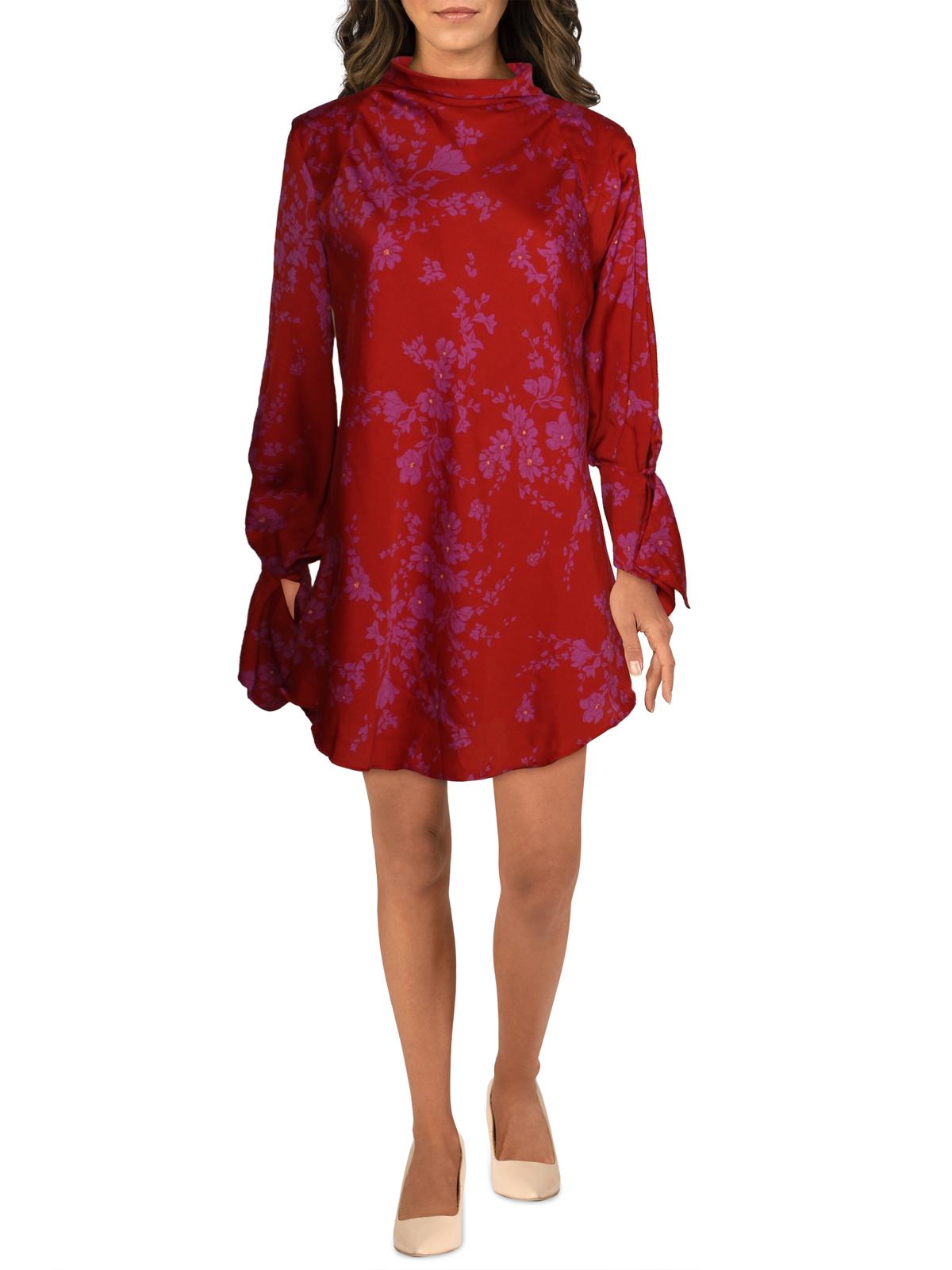 Vestido curto de cetim feminino Free People, vermelho, tamanho X-S