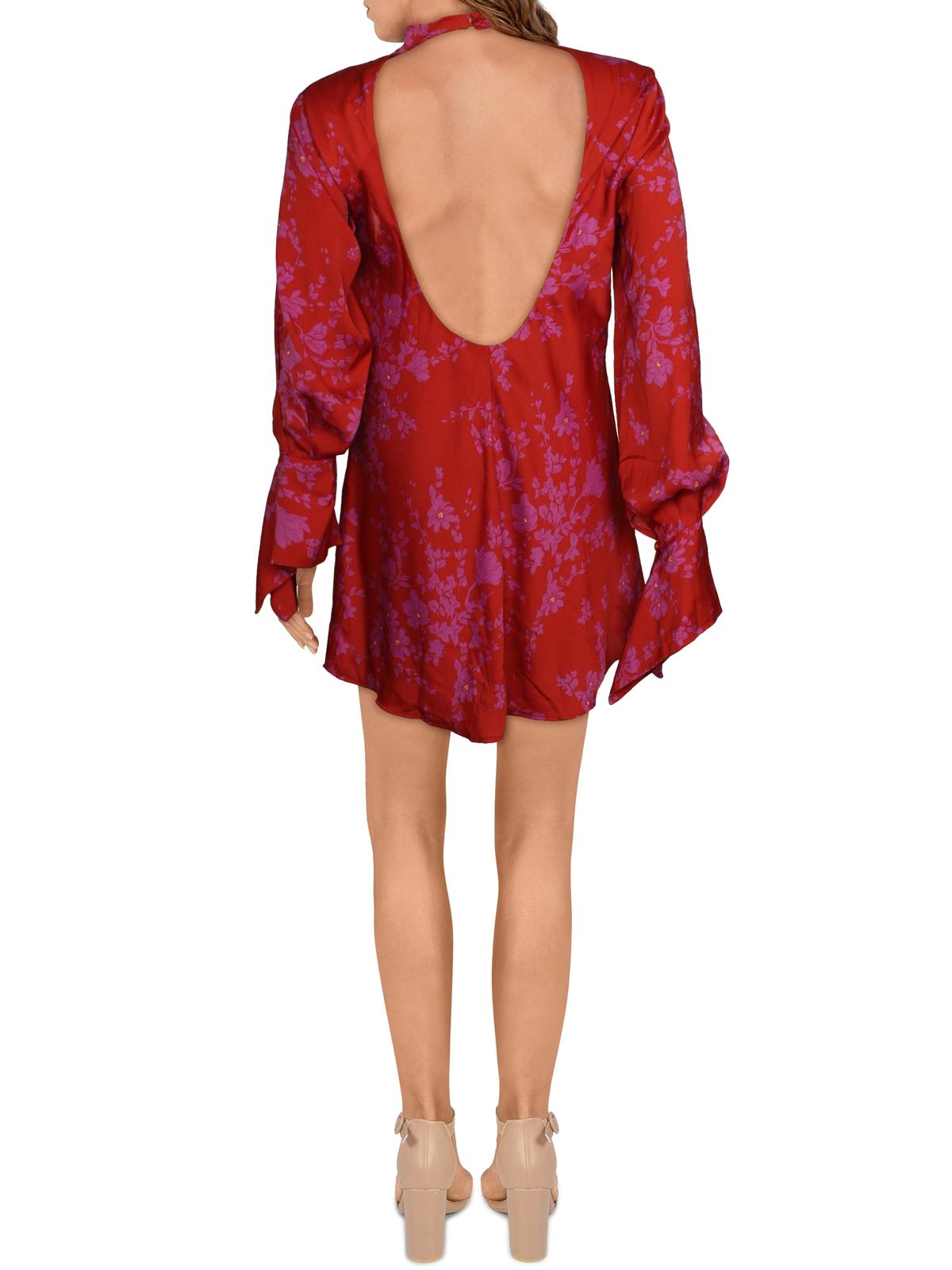 Vestido curto de cetim feminino Free People, vermelho, tamanho X-S