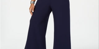 Connected Apparel Women's Bell Sleeve Wide Leg Jumpsuit Blue Size Petite Small