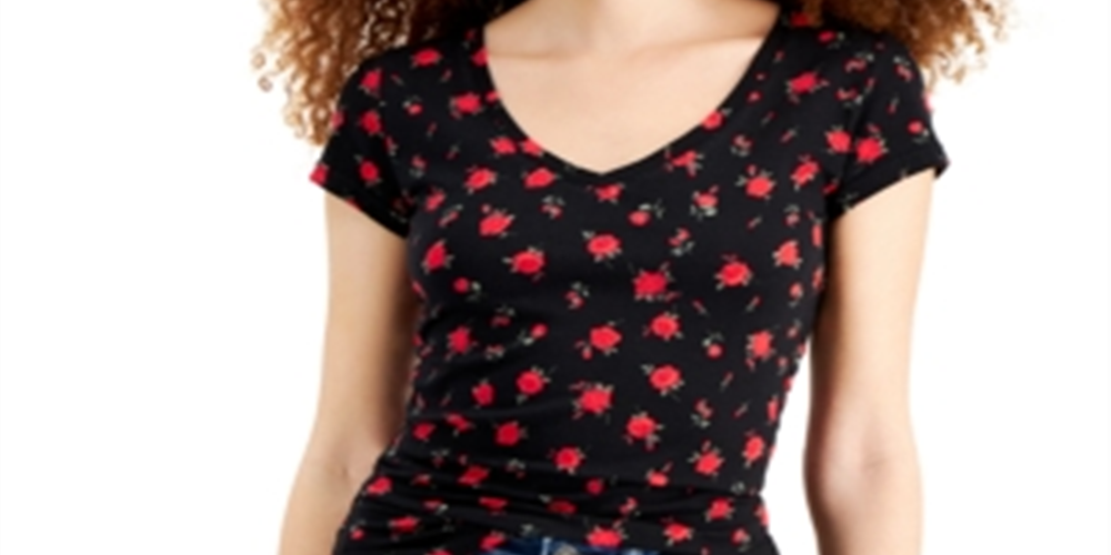 Camiseta estampada Planet Gold Junior com decote em V, preta, tamanho pequeno