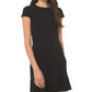 Vestido feminino Michael Kors com babados e costura evasê, preto, tamanho pequeno, médio