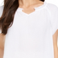 Blusa feminina com babados e mangas bufantes, tamanho pequeno, branca, estilo &amp; co