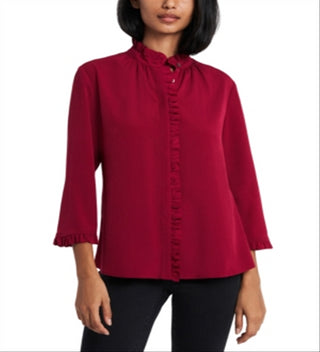 Riley & Rae Women's Penny Ruffled Trim Blouse Black Size M