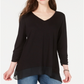 Top de chiffon com bainha feminino Style &amp; Co, preto, tamanho pequeno