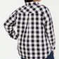 Tommy Hilfiger Blusa xadrez feminina de manga comprida com botões, cinza, tamanho 1X