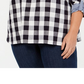 Tommy Hilfiger Blusa xadrez feminina de manga comprida com botões, cinza, tamanho 1X