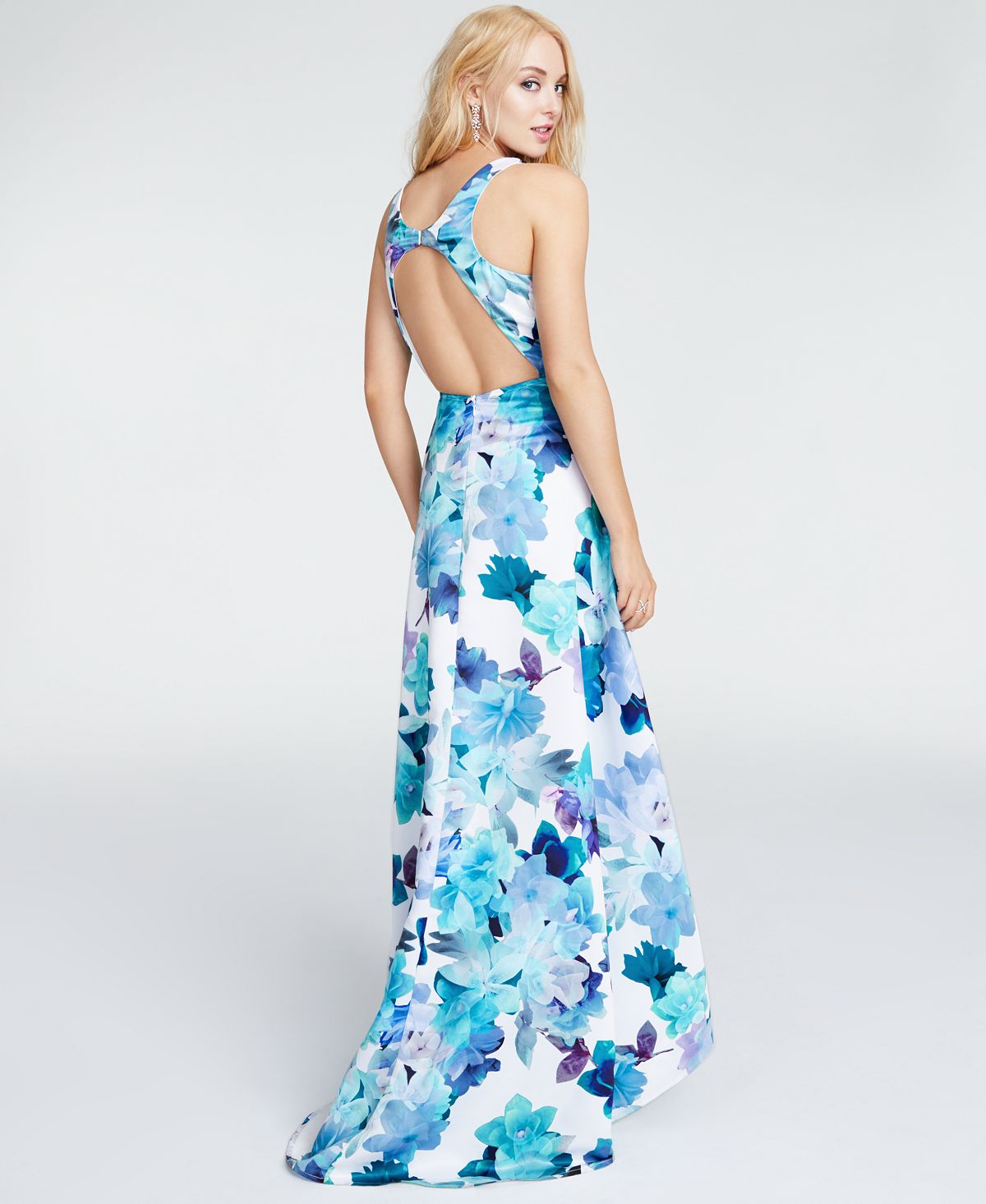 Jump Vestido Feminino Floral Alcinhas Espaguete Decote V Comprimento Total Ajuste Formal Flare Branco Tamanho 5-6