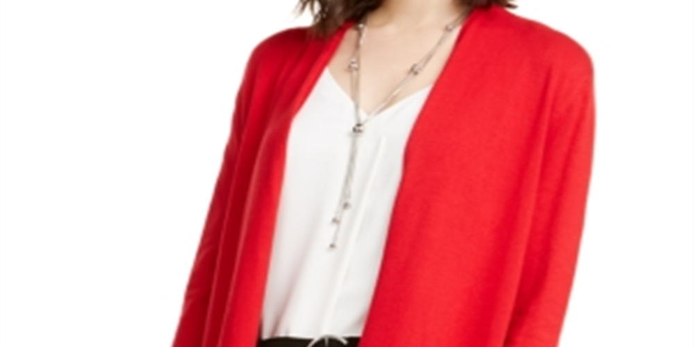 Cardigan feminino Alfani com mangas curtas e abertura, vermelho, tamanho XXL