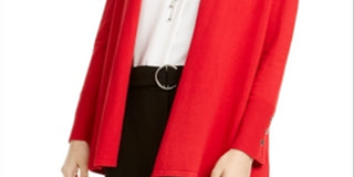 Cardigan feminino Alfani com mangas curtas e abertura, vermelho, tamanho XXL