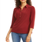 Camisa polo feminina Charter Club manga 3/4 vermelha tamanho pequeno