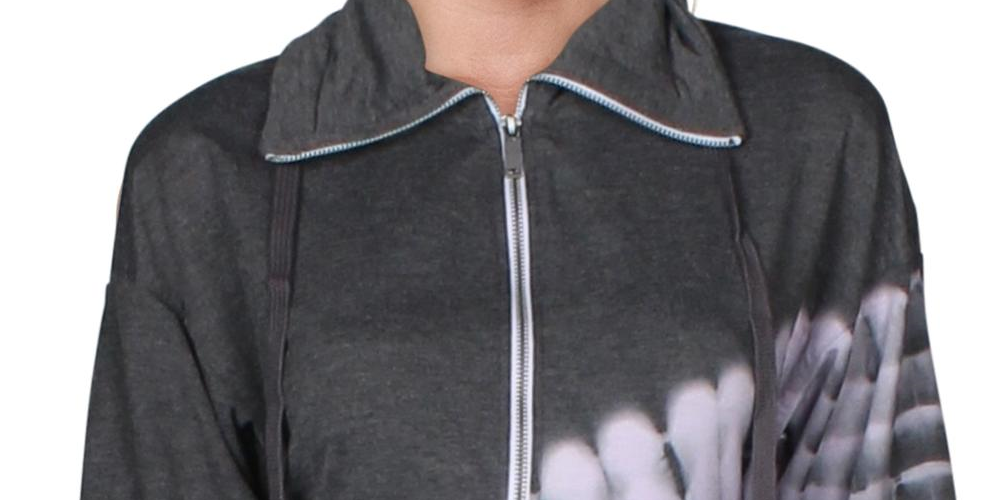 Ideology Moletom feminino com gola funil e zíper, roxo, tamanho M