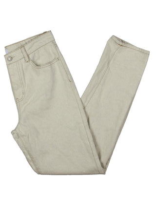 Oat Women's Cotton Cuffed Straight Leg Jeans White Size 27