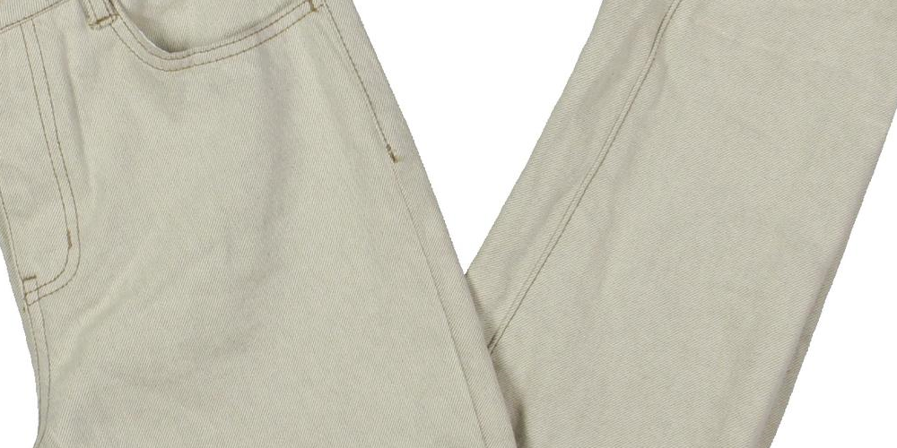 Calça jeans feminina Oat Cotton com punho e perna reta, branca, tamanho 27