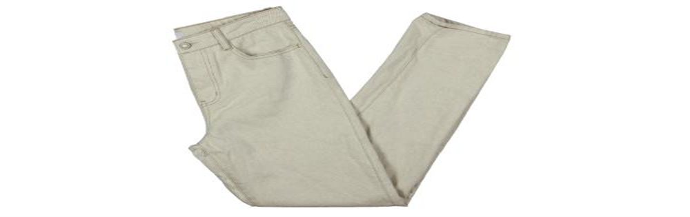 Calça jeans feminina Oat Cotton com punho e perna reta, branca, tamanho 27