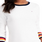 Tommy Hilfiger Blusa Feminina Listrada Manga Longa Branca Tamanho XG