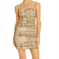 Vestido curto justo com estampa de cobra Jocelyn da Guss para mulheres, marrom, tamanho pequeno