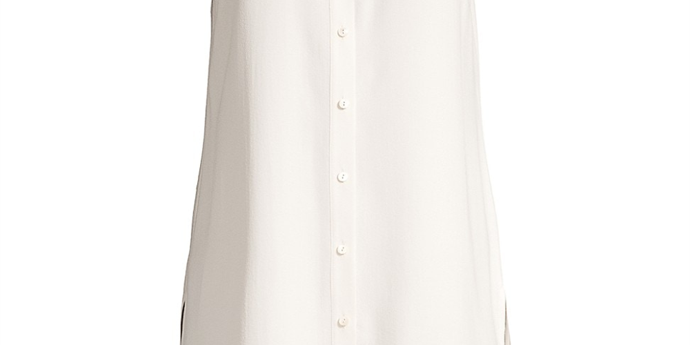 Blusa Eileen Fisher System Silk Gola Mandarim Marrom Osso Tamanho P