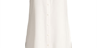 Eileen Fisher System Silk Mandarin-Collar Blouse Bone Brown Size S