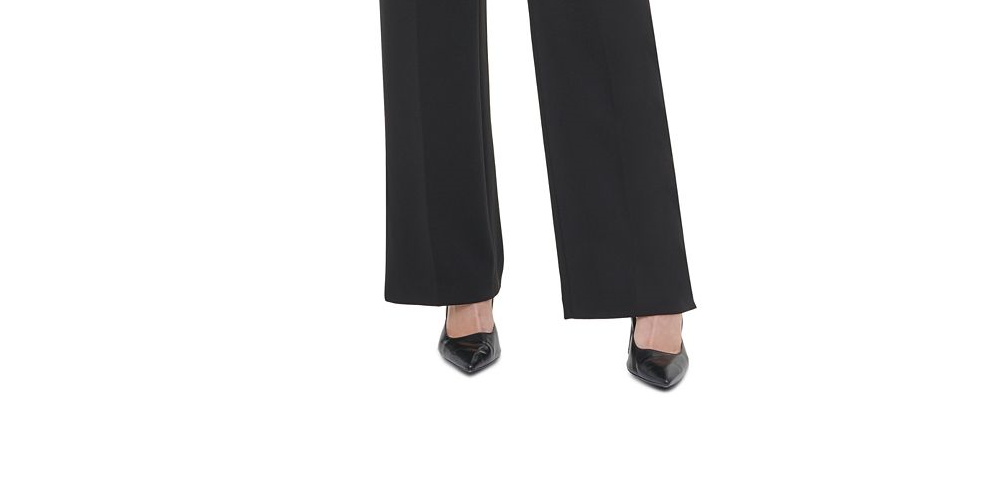 Calça feminina Calvin Klein Flare com fenda larga, preta, tamanho 6