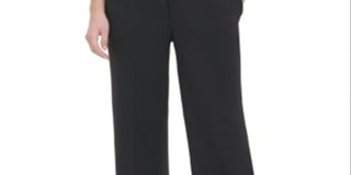 Calça feminina Calvin Klein Flare com fenda larga, preta, tamanho 6