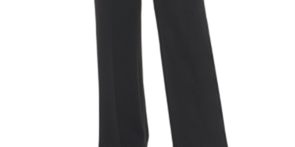 Calça feminina Calvin Klein Flare com fenda larga, preta, tamanho 6