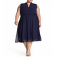 Vestido feminino Anne Klein Plus com cordão MIDI, azul, tamanho 1X