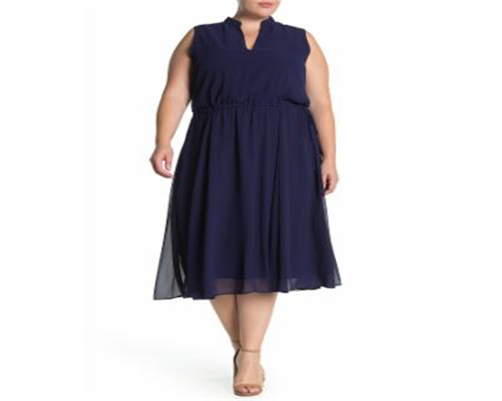 Vestido feminino Anne Klein Plus com cordão MIDI, azul, tamanho 1X