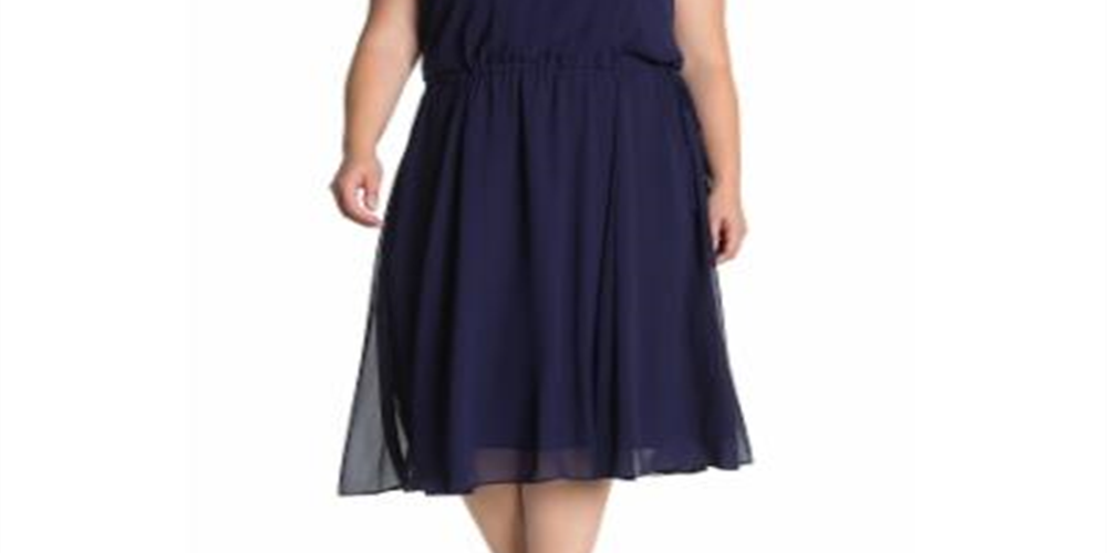 Vestido feminino Anne Klein Plus com cordão MIDI, azul, tamanho 1X