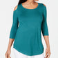 JM Collection Blusa feminina com ombros descobertos, verde, tamanho 2XL