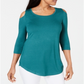 JM Collection Blusa feminina com ombros descobertos, verde, tamanho 2XL