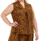 Top feminino Bar III Trendy Plus com estampa de cobra e decote em V, marrom, tamanho 2XL