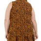 Top feminino Bar III Trendy Plus com estampa de cobra e decote em V, marrom, tamanho 2XL