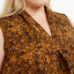 Top feminino Bar III Trendy Plus com estampa de cobra e decote em V, marrom, tamanho 2XL