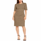 Vestido justo de camurça sintética Vicunha Anne Klein feminino, marrom, tamanho 10