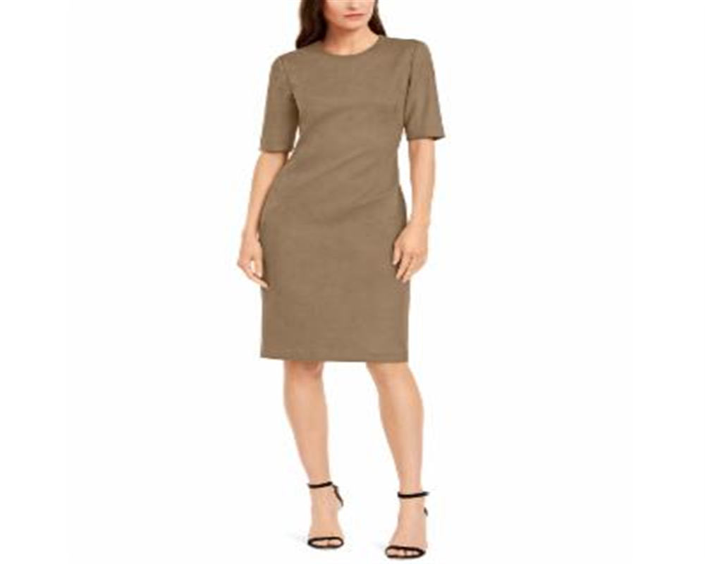 Vestido justo de camurça sintética Vicunha Anne Klein feminino, marrom, tamanho 10