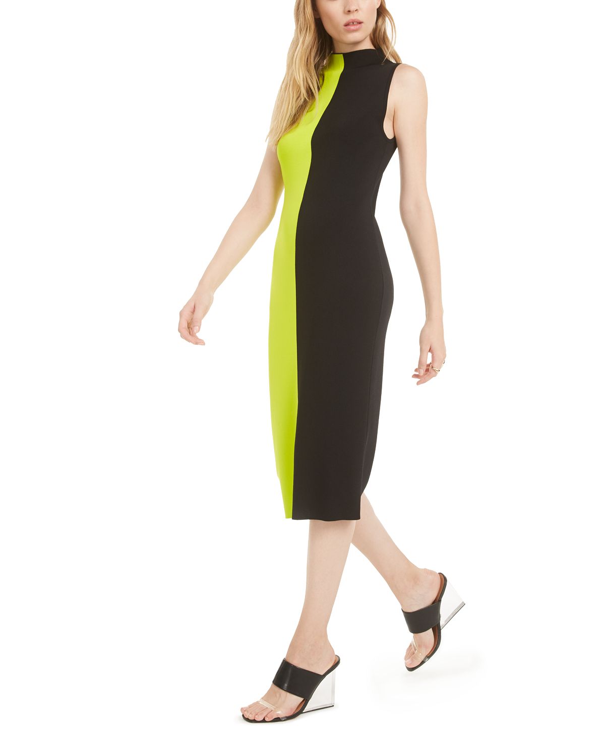 Vestido suéter feminino Bar III Colorblocked verde tamanho G