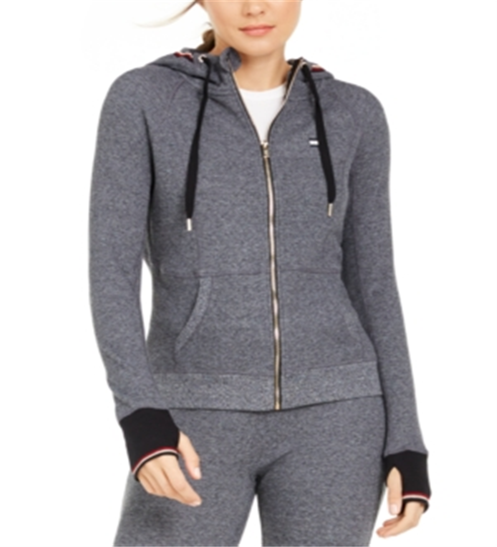 Tommy Hilfiger Sport Waffle Knit Hoodie com zíper, cinza, tamanho GG, feminino