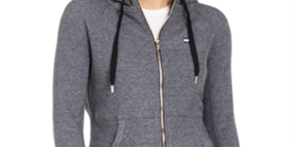 Tommy Hilfiger Sport Waffle Knit Hoodie com zíper, cinza, tamanho GG, feminino