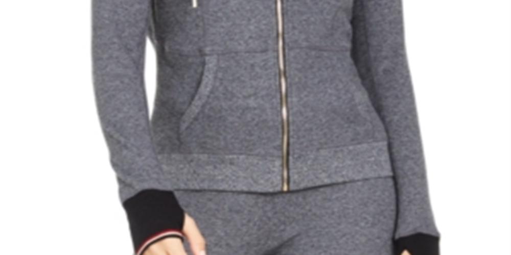 Tommy Hilfiger Sport Waffle Knit Hoodie com zíper, cinza, tamanho GG, feminino