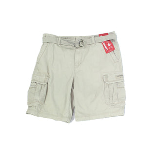 Calça cargo masculina Unionbay com cinto, cintura média, frente plana, bege, tamanho 34