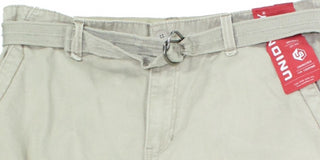Calça cargo masculina Unionbay com cinto, cintura média, frente plana, bege, tamanho 34