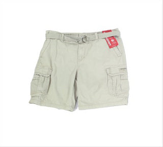 Calça cargo masculina Unionbay com cinto, cintura média, frente plana, bege, tamanho 34