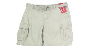 Calça cargo masculina Unionbay com cinto, cintura média, frente plana, bege, tamanho 34