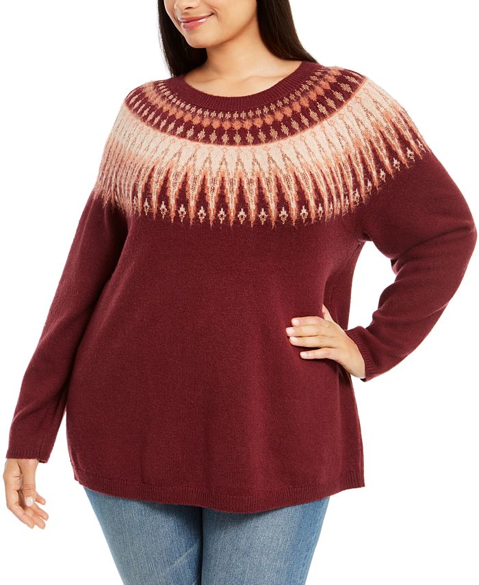 Suéter feminino canelado metálico plus size Style &amp; Co vermelho tamanho 0X