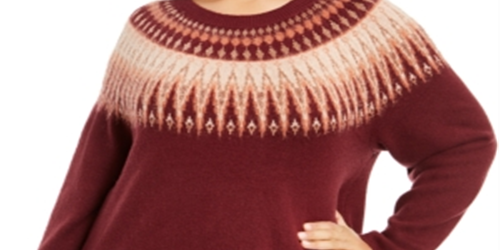 Suéter feminino canelado metálico plus size Style &amp; Co vermelho tamanho 0X