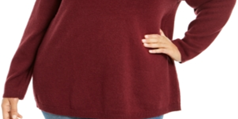 Suéter feminino canelado metálico plus size Style &amp; Co vermelho tamanho 0X
