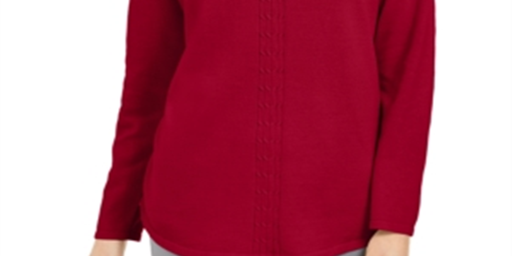 Karen Scott Suéter Feminino de Tricô de Algodão com Cabo Vermelho Tamanho XXL