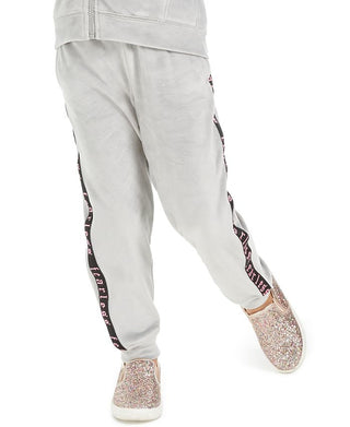 Ideology Little Girls Side-Taped Velour Sweatpants Shark Fin Gray Size 6