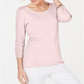 Blusa feminina Karen Scott de algodão com decote redondo, rosa, tamanho GG