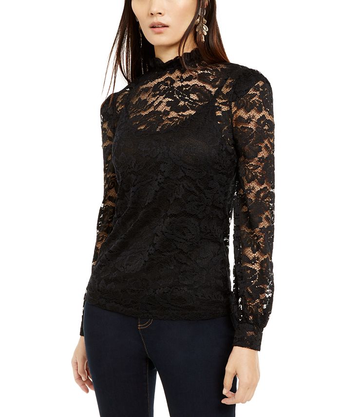 Blusa de renda feminina INC International Concepts, branca, tamanho pequeno